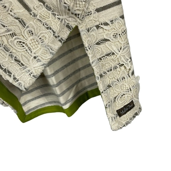 MATILDA JANE CLASSIC WITH A TWIST COTTON STRIPE FLORAL LACE PULLOVER TOP - Picture 10 of 16